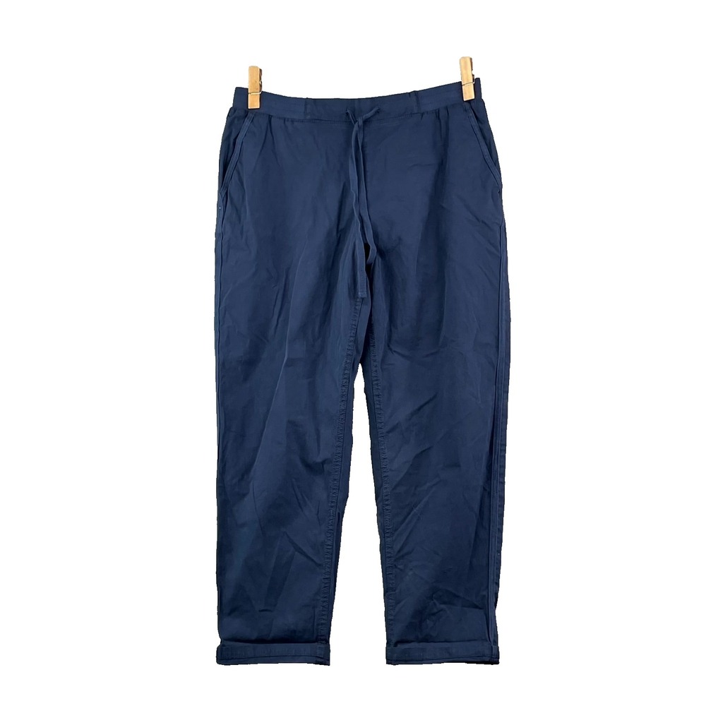 Style & Co Cuffed Pants Women's Large Blue Pull On Twill Tape Straight Career